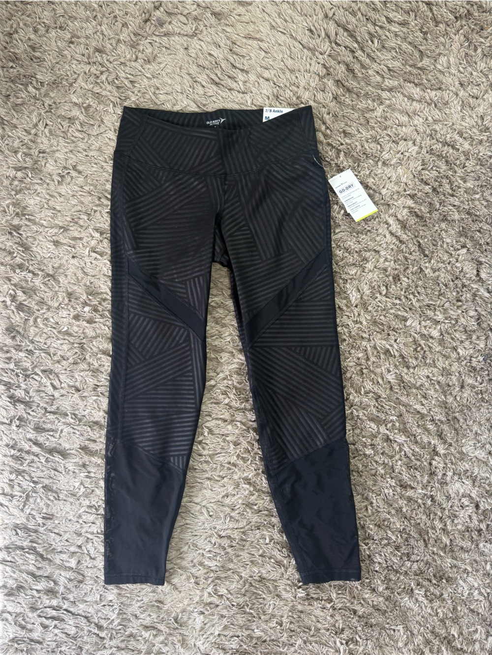 Old Navy Black Geometric-Patterned Athletic Leggings